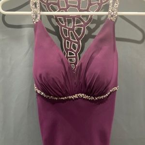 Rhinestone Strap Dress Evening Party Gown